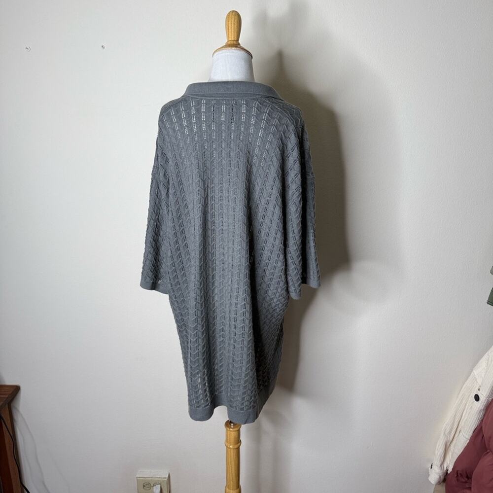 Abercrombie Gray Textured Johnny Collar Polo Sweater - Picture 5 of 5